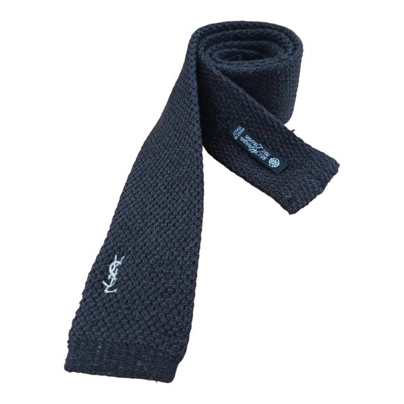 Yves Saint Laurent Other - YVES SAINT LAURENT Solid Brown With Logo Wool Blend Slim Tie ITALY 53"/ 2" EX CO